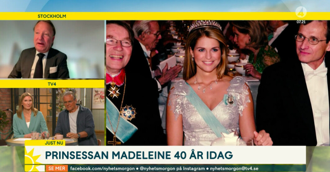 Prinsessan firar sin födelsedag i USA, berättar Johan T Lindwall. Johan T Lindwall, Jenny Alversjö, Steffo Törnquist och prinsessan Madeleine