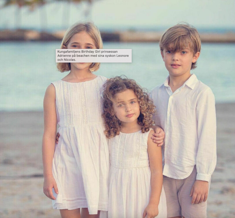 Florida-kidsen på beachen. Prinsessan Leonore, prinsessan Adrienne och prins Nicolas på stranden 2022