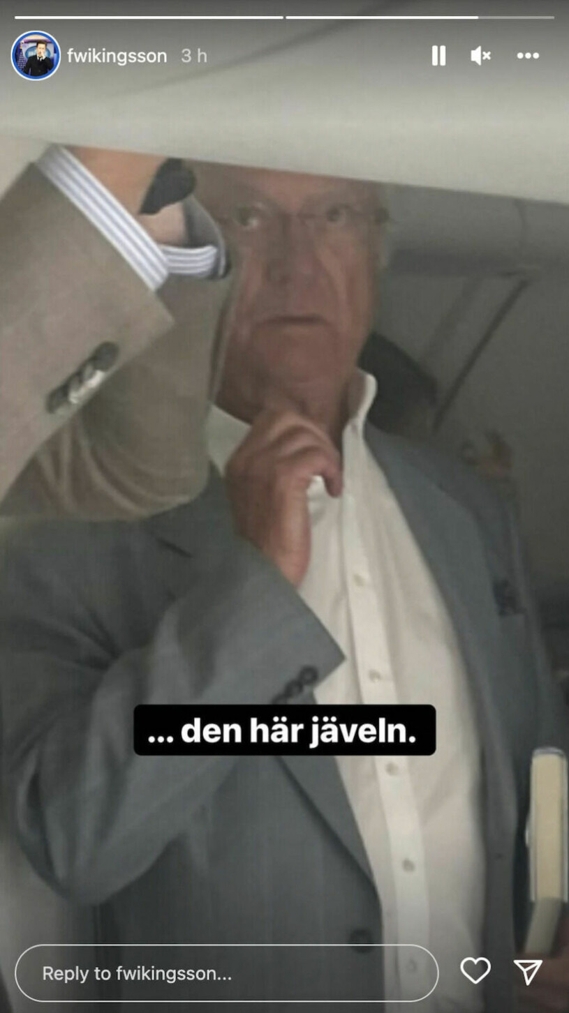 Fredriks skämtsamma pik till kungen på Instagram.