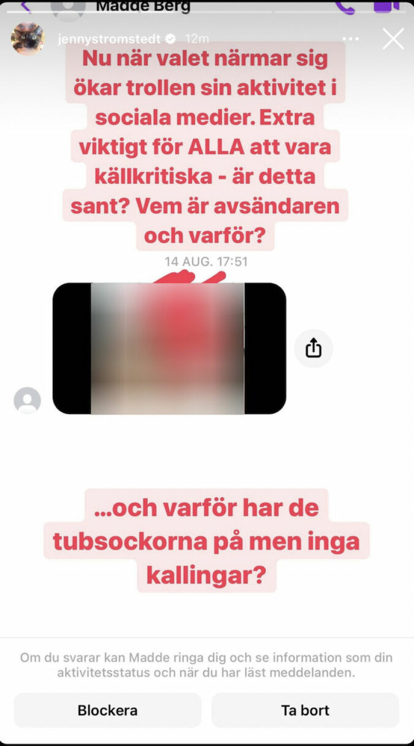 Bilden är ytterligare censurerad av Svensk Dam i efterhand.