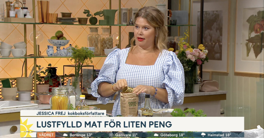 Jessica Frej fick sparsmakad tv-tid när hon tipsade om mat för liten peng. Jessica Frej