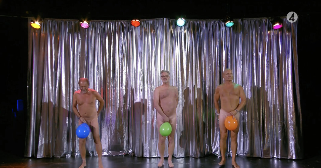 Peppe Eng, Tony Irving och Hans Fahlén uppträdde med ballongdansen i Kristallen. Peppe Eng, Tony Irving och Hans Fahlén