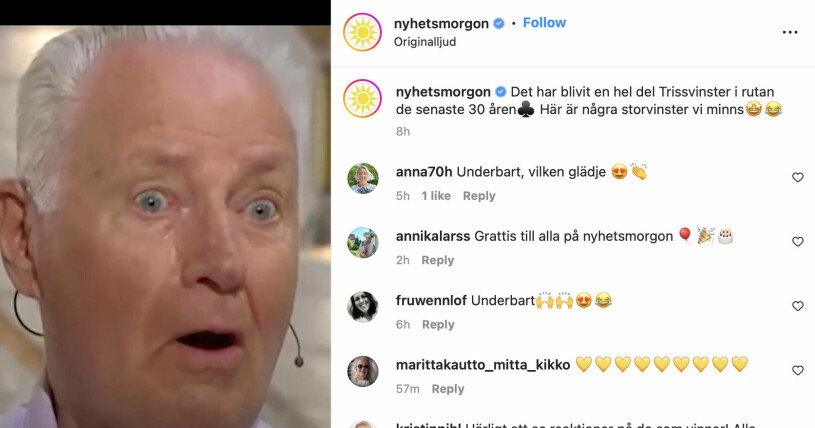 Så här ser det ut på Nyhetsmorgons Instagramkonto. Nyhetsmorgons Instagram