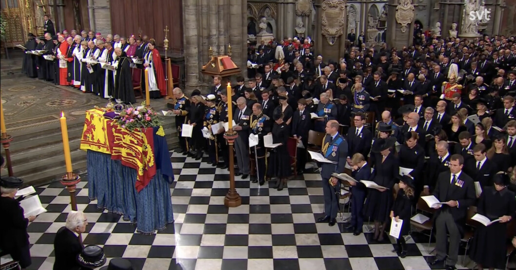 Sorg i Westminster Abbey. Drottning Elizabeths begravningsceremoni