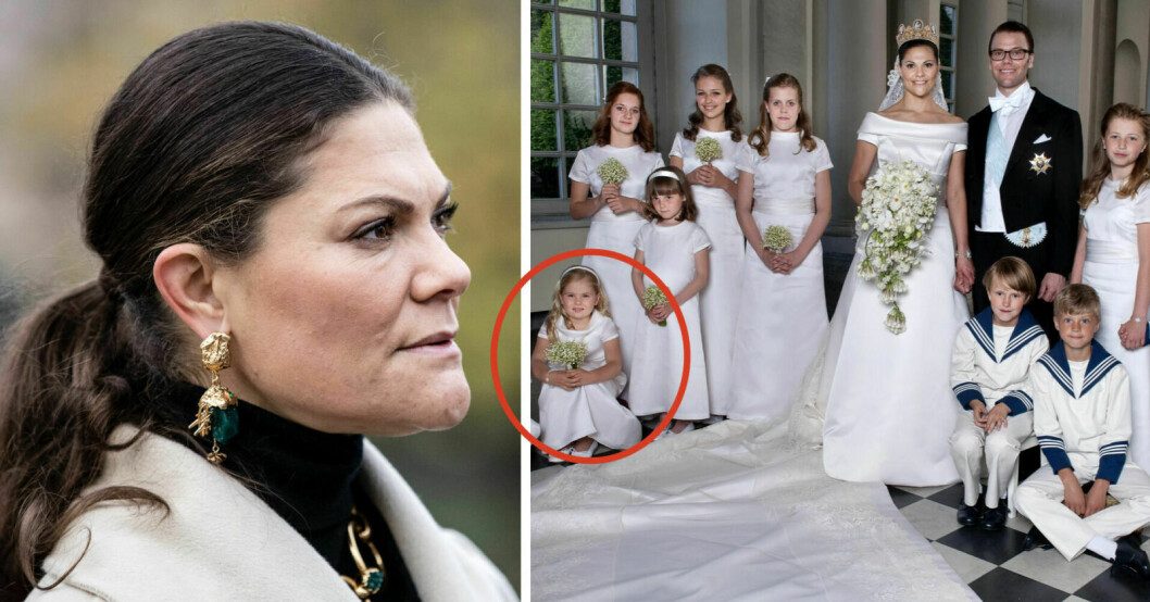 Catharina-Amalia, som är inringad, var brudnäbb på kronprinsessparets bröllop. Kronprinsessan Victorias och prins Daniel bröllop