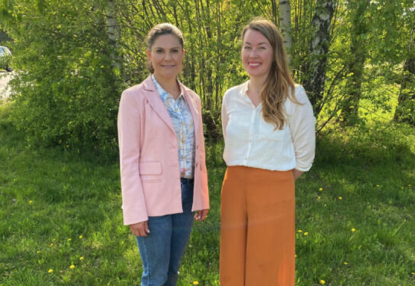 Kronprinsessan Victoria med Clowner utan Gränsers generalsekreterare Louise Frisk. Kronprinsessan Victoria med Clowner utan Gränsers Louise Frisk