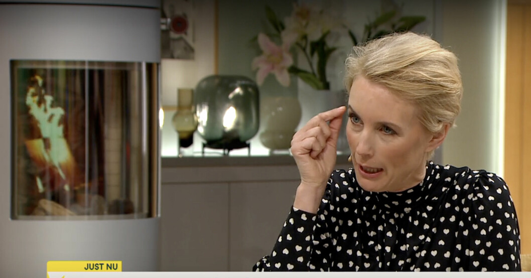 Jenny Strömstedt frågar Pernilla Wahlgren om rollfiguren Tingeling i Nyhetsmorgon. Jenny Strömstedt