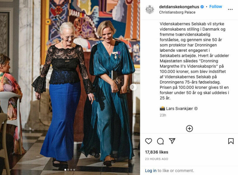 Drottning Margrethe på danska kungahusets instagram