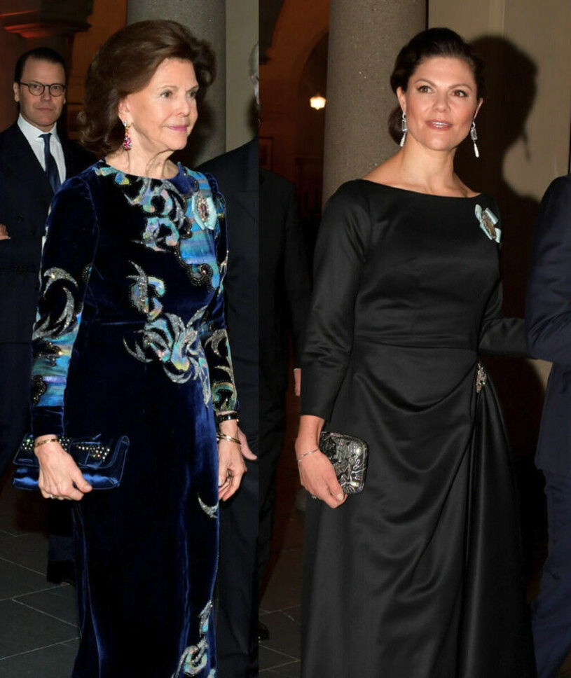 Drottning Silvia och kronprinsessan Victoria på Nobel 2021 i Stockholms stadshus