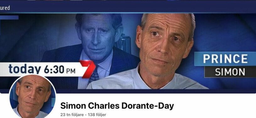 Simon Dorante-Day – eller prins Simon som han kallar sig på Facebook. I dag bor han i Australien med sin stora familj. Bilden som Simon Dorante-Day har lagt ut på Facebook