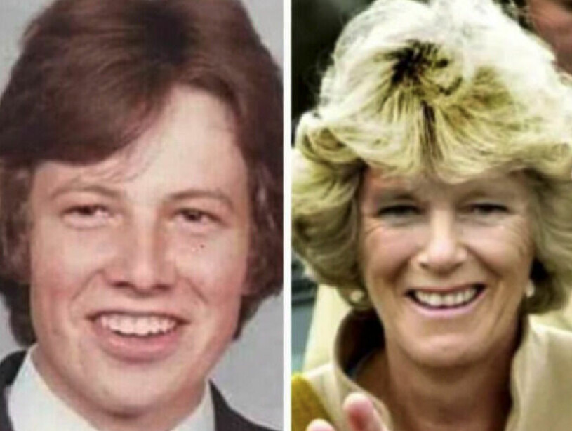 Simon Dorante-Day som ung till vänster. Och Camilla (i yngre dagar) till höger. Simon Dorante-Day och drottning Camilla Parker-Bowles som ung