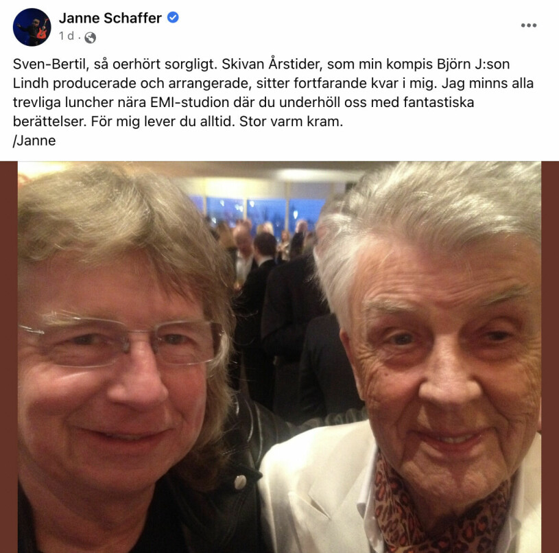 Janne Schaffers fina hyllning till Sven-Bertil Taube. Janne Schaffer Sven-Bertil Taube