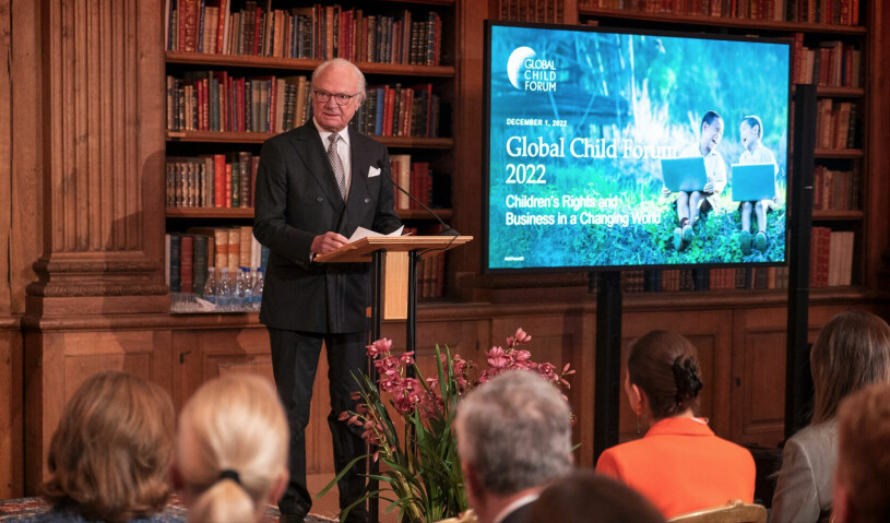 Kungen höll det hyllade inledningstalet. Kungens tal vid Global Child Forum 2022 på Stockholms slott