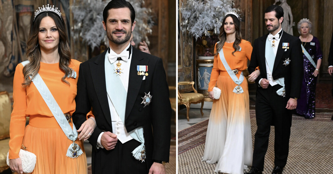 Kungamiddag på slottet: Prinsessan Sofia strålar – se klänningen här!