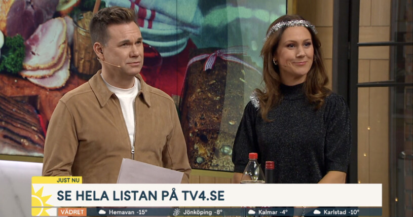 En julig Maria Forsblom på Luciadagen! Anders Pihlblad och Maria Forsblom i Nyhetsmorgon