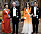 En sammansatt bild av drottning Silvia i en orange paljettklänning bredvid kung Carl XVI Gustaf, och prinsessan Sofia i en orange och vit klänning bredvid prins Carl Philip på middag på Slottet