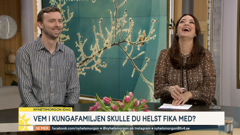 Steffos val får Matilda Boza att vika sig av skratt! Matilda Boza skrattar i Nyhetsmorgon