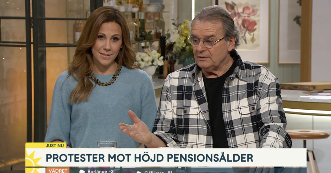 Sofia Geite och Steffo Törnquist i Nyhetsmorgon. Sofia Geite och Steffo Törnquist