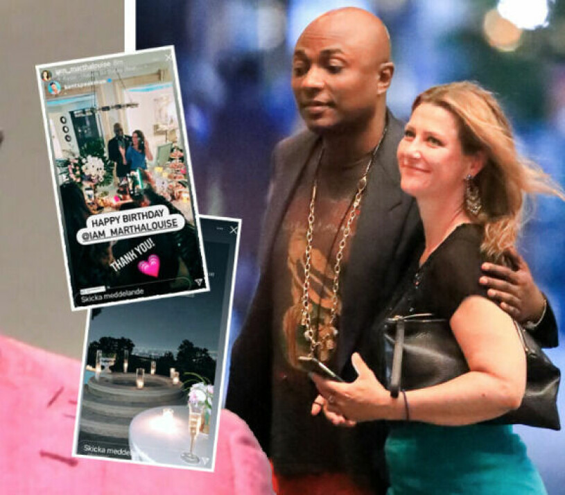 Två bilder från lyxhuset i Beverly Hills. Prinsessan Märtha Louises 50-årsfest i Beverly Hills