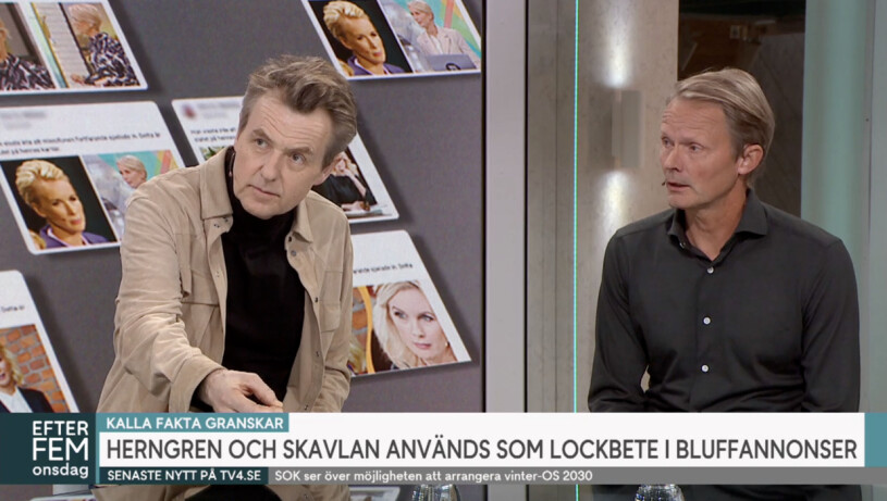 Nu är det nog, tycker både Fredrik och Felix. Fredrik Skavlan och Felix Herngren i Efter fem