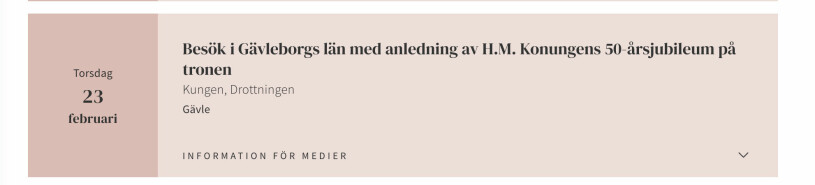Den kungliga kalendern visar att kungen haft planerade uppdrag som krockar med återhämtningen från operationen. Skärmdump på kungliga kalendern