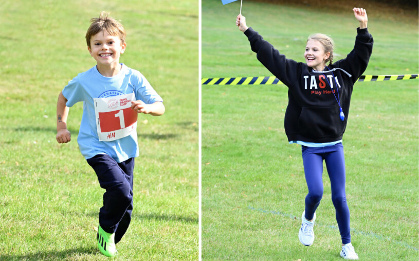 Både Oscar och Estelle älskar att hålla på med sport! Prins Oscar och prinsessan Estelle på Pep-dagen i Hagaparken 2022