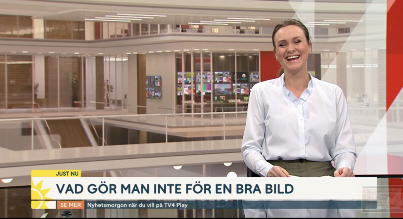 Som tur är skedde det inte under en nyhetsuppläsning. Och i Nyhetsmorgon får man ju gärna skratta! TV4-ankaret Maria Snellman brister ut i skratt
