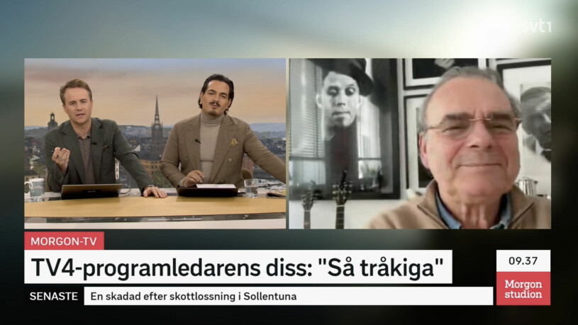 Pelle Nilsson och Alex Letic i Morgonstudion intervjuar Steffo Törnquist på länk