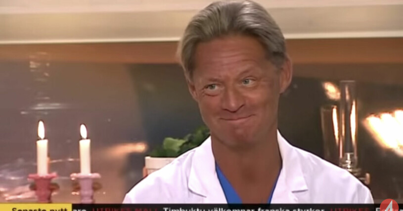 Solbrännan som skulle skapa ramaskri på nätet. En solbränd Mikael Sandström i Nyhetsmorgon 2014