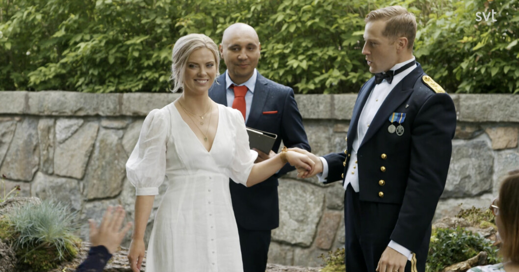 Tittarna uppmärksammade den märkliga detaljen på Twitter. Foto SVT. Ida och Arvid
