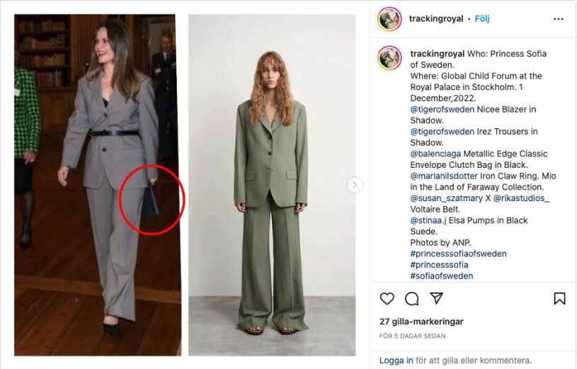 Prinsessan Sofia på slottet i torsdags – med sin väska från Balenciaga. Prinsessan Sofia på slottet med väska från Balenciaga