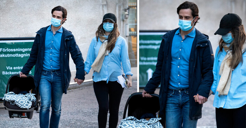 Prinsessan Sofia och prins Carl Philip på väg hem med sin nyfödde son efter tolv timmar på BB. Prins Carl Philip Prinsessan Sofia Prins Julian BB Danderyds sjukhus