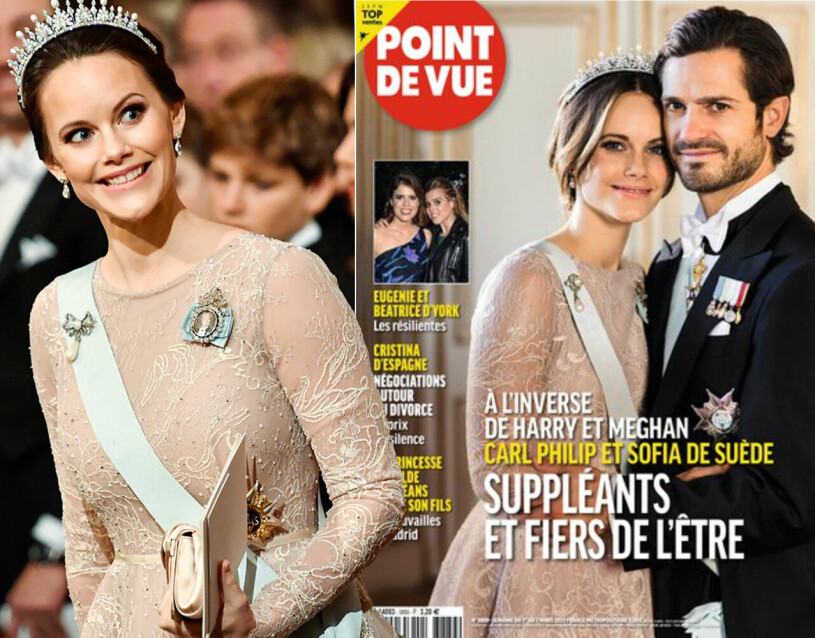 Sofia och Carl Philip, mycket kära på omslaget till Frankrikes kungliga veckotidning. Prinsessan Sofia och prins Carl Philip på omslaget till Point de Vue 2023