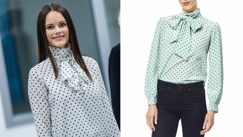 Sofia valde en prickig variant av blusen från Greta.