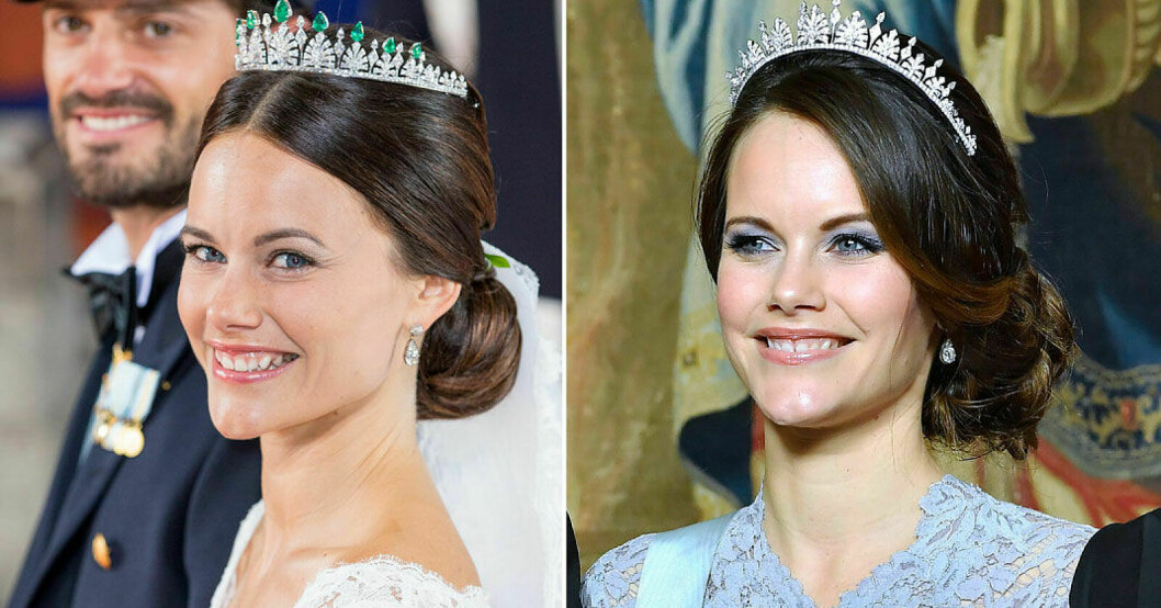 När hon gifte sig var diademet prytt med smaragder, men de går att byta ut. prinsessan sofia