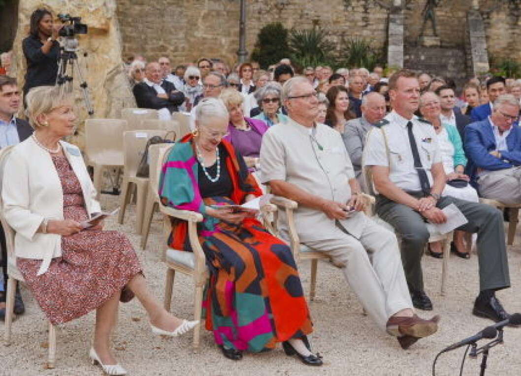 Queen Margrethe and Prince Henrik attending a concert taking place at Chateau de Cax