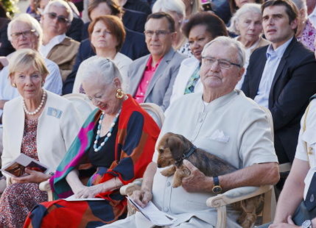 Queen Margrethe and Prince Henrik attending a concert taking place at Chateau de Cax