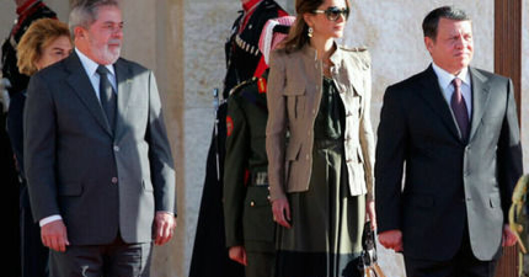 Drottning Rania och kung Abdullah möter Brasiliens president. Drottning Rania och kung Abdullah möter Brasiliens president.