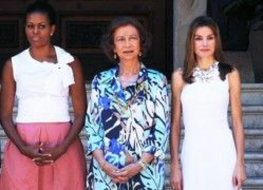 Drottning Sofia och kronprinsessan Letizia med Michelle Obama. Drottning Sofia och kronprinsessan Letizia med Michelle Obama.