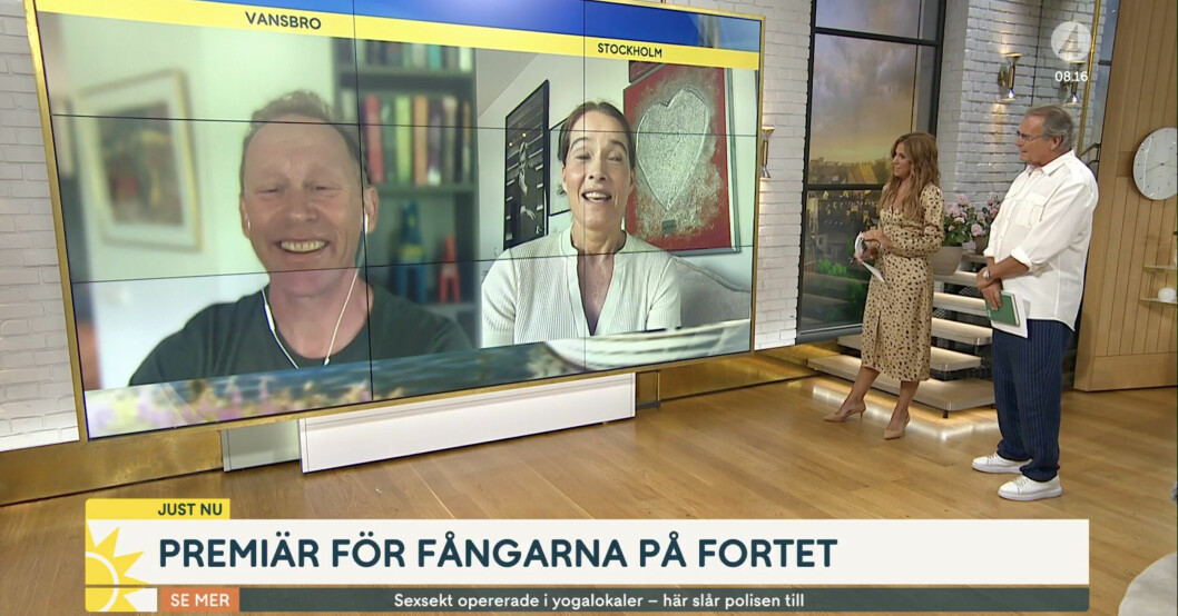 Härlig stämning i studion! Skärmdump: TV4 Steffo Törnquist