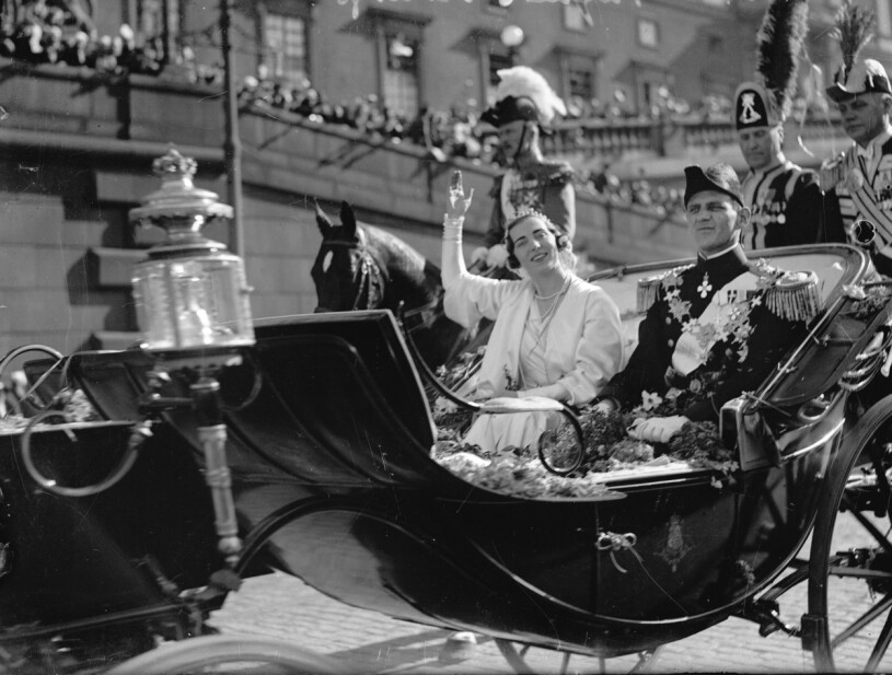 Stockholm, 24 maj 1935. Prinsessan Ingrids bröllop med kronprins Frederik av Danmark. 1947 blev de Danmarks kungapar.