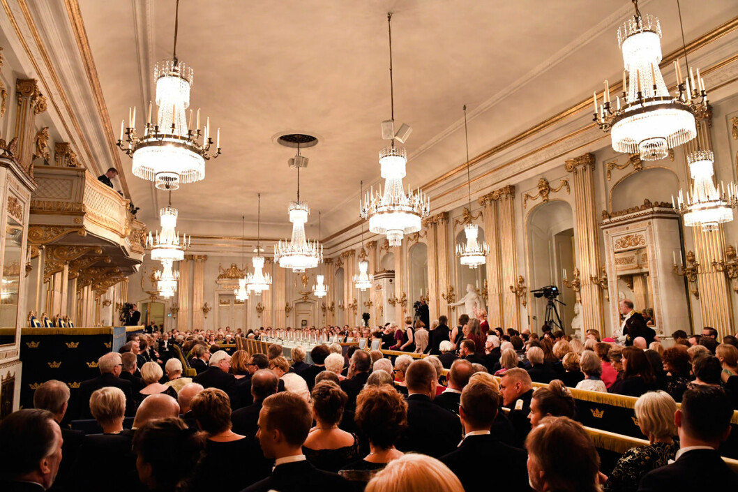 Så här har det sett ut tidigare år i Börssalen under Svenska Akademiens högtidssammankomst. Så här har det sett ut tidigare år i Börssalen under Svenska Akademiens högtidssammankomst.
