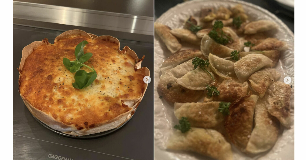 Charlotte Perrelli är en jäkel i köket! En bild på Charlotte Perrellis tacopaj och en bild på Charlottes Perrellis dumplings