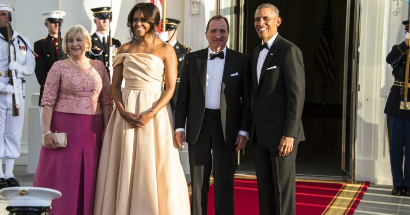 Ulla Löfven bar inte glasögon under presidentmötet! Ulla Löfven, Michelle Obama, Stefan Löfven och Barack Obama