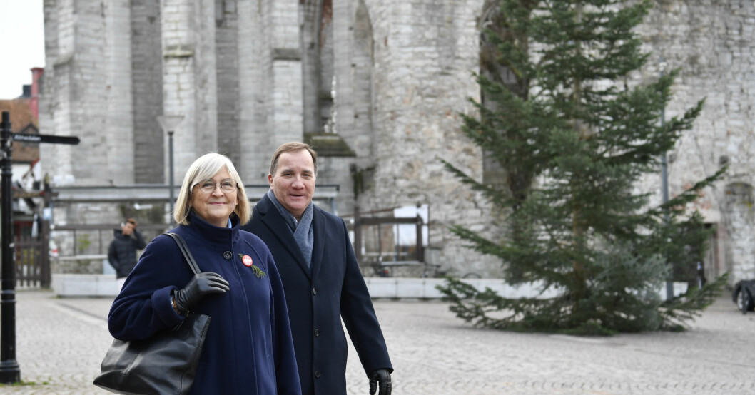 Statsminister Stefan Löfven och frun Ulla Löfven anländer i Visby, 2019. Ulla Löfven och Stefan Löfven