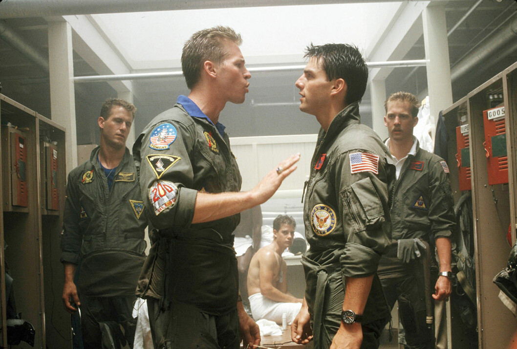 Val Kilmer och Tom Cruise i filmen Top Gun från 1986. Val Kilmer, Tom Cruise