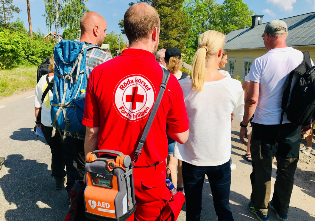 Tryggt att det finns sjukvårdspersonal med i ledet. Vandringarna är ju långa och det är många ovana vandrare som går med. Sjukvårdspersonal var med under kronprinsessan Victorias vandring i Gästrikland.