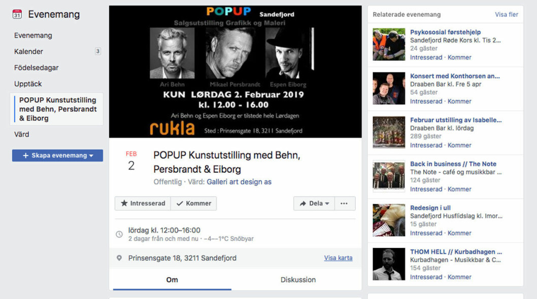 Vernissage för Persbrandt och Behn. Vernissage för Persbrandt