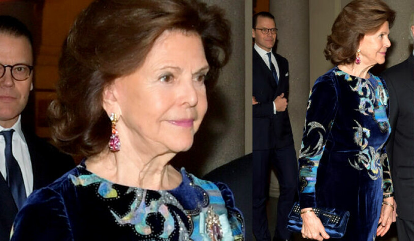 Drottning Silvia vid ankomsten till Stockholms stadshus inför Nobelceremonin. Drottning Silvia sjuk efter Nobel 2021