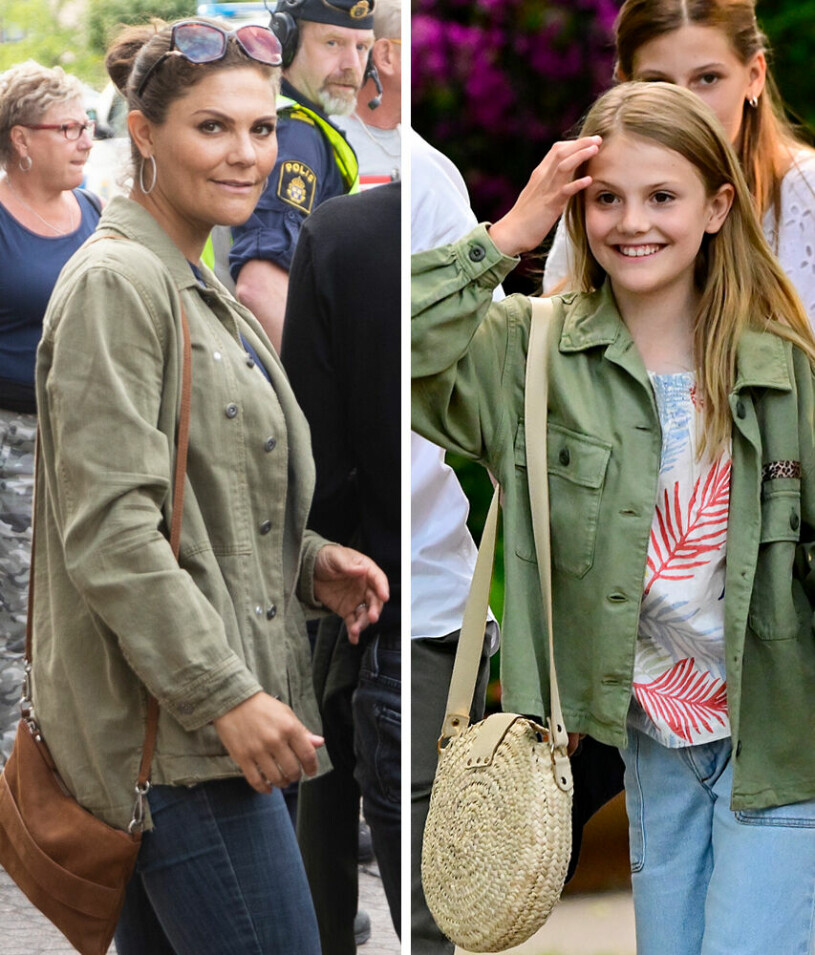 Den kungliga favoritjackan: Äpplet faller inte långt från päronträdet. Kronprinsessan Victoria och prinsessan Estelle i gröna jackor